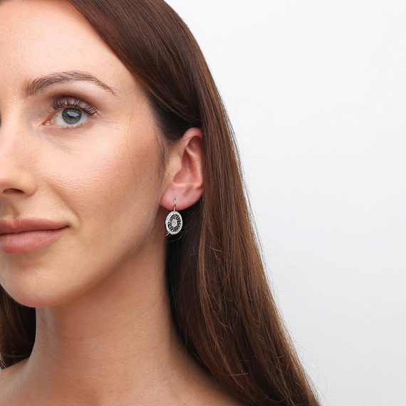 Goldene Ohrringe durchbrochen 585er Gold griechischer Stil Zirkonia englischer Verschluss