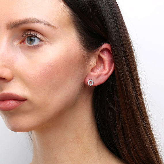 Gold-Ohrringe 585 ovale Rubine Diamanten 0,71 ct