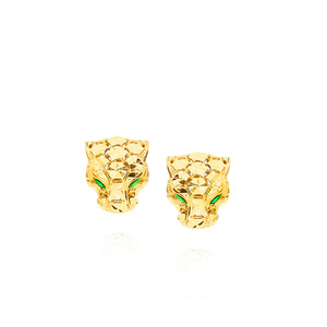Gold 585 Tiger Gepard Leopard durchbrochene Ohrringe auf einem 1 cm Stift