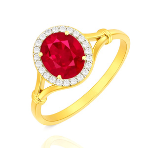 Goldring 585 Saphir 0,43 Karat Diamanten 0,14 Karat