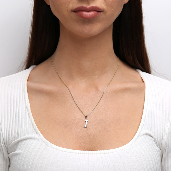 Gold-Anhänger 585 Buchstabe schräg I